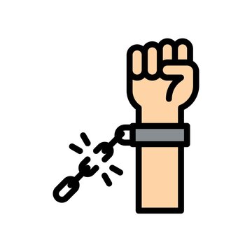 protest related broken handcuffs in Criminal hands vector with editable stroke