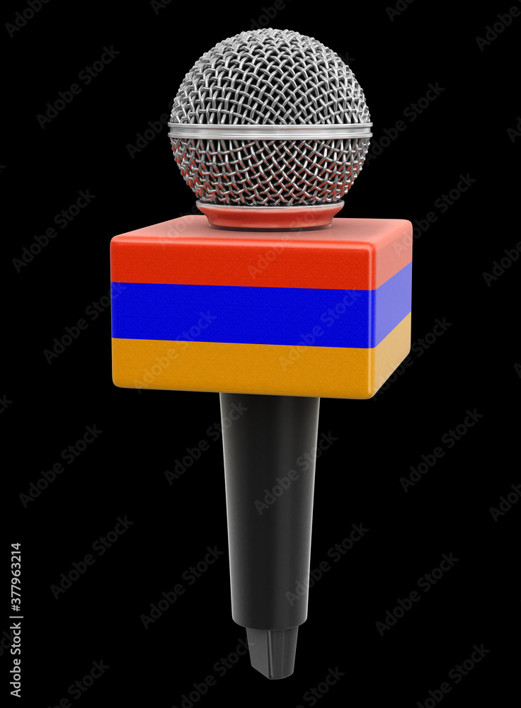 Poster microphone and armenian flag. image with clipping path