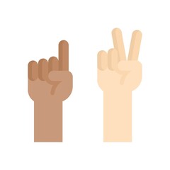 Fototapeta premium protest related hands up with one and two finger up vector in flat style,