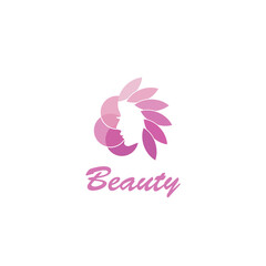 Beauty Floral flower face Logo Design Symbol Template Flat Style Vector Illustration