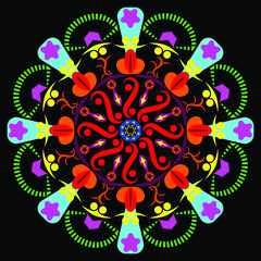 Ethnic mandala with colorful ornament.