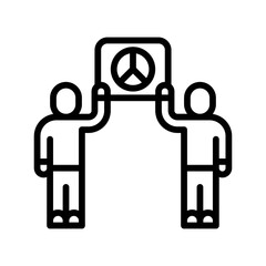 protest related peace or protest sign board in boys or characters hand  vector in lineal style,