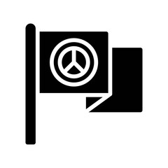 protest related hand hold flag with peace sign and stick vector in solid design,