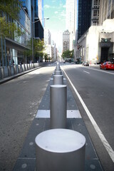 Protective barriers along Church Street near the World Trade Center in New York City.