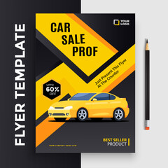 Corporate car and Business Flyer poster pamphlet brochure cover design layout background, two colors scheme, vector template in A4 size - Vector