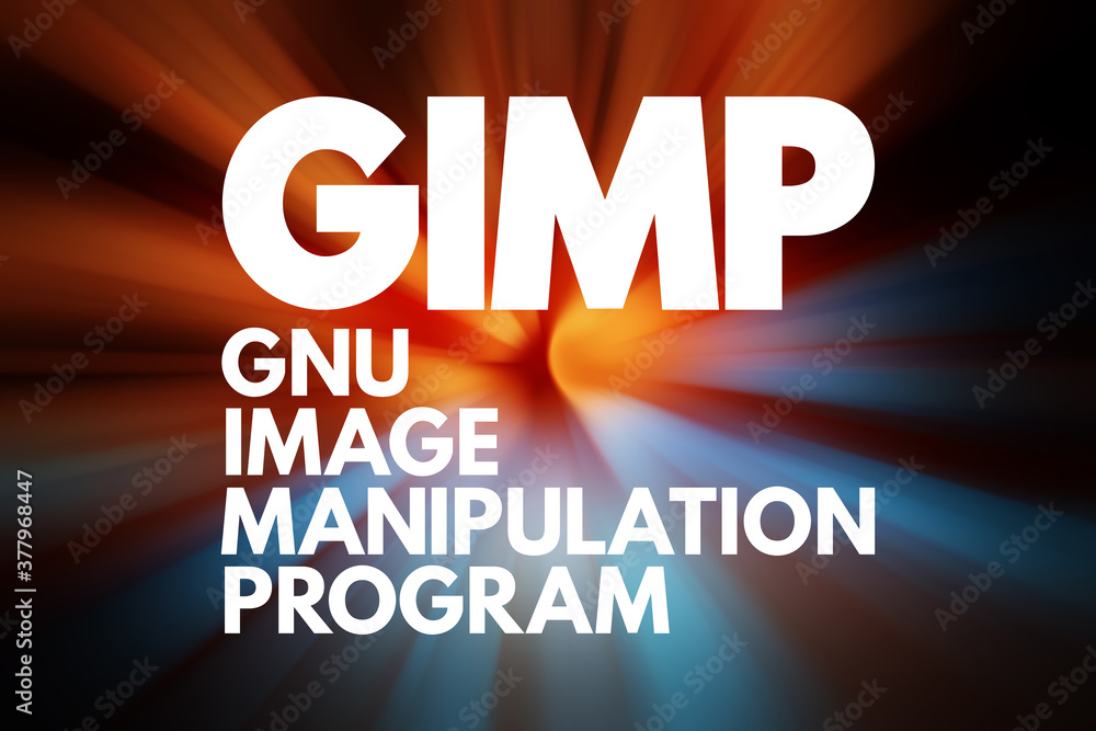 Poster GIMP - Gnu Image Manipulation Program acronym, concept background