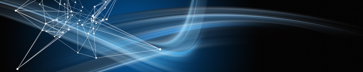 Abstract plexus and elegant wave panorama design illustration with space for text