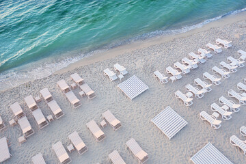 Empty beach top view. The concept of a bad tourist season.