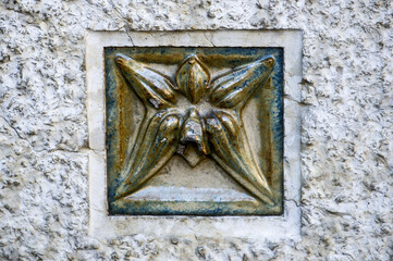 detail of the art deco kiosk on place Pury in Neuchatel, switzerland