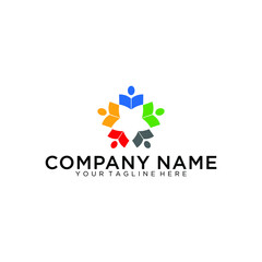 Book with people vector symbol logo design. library vector icon