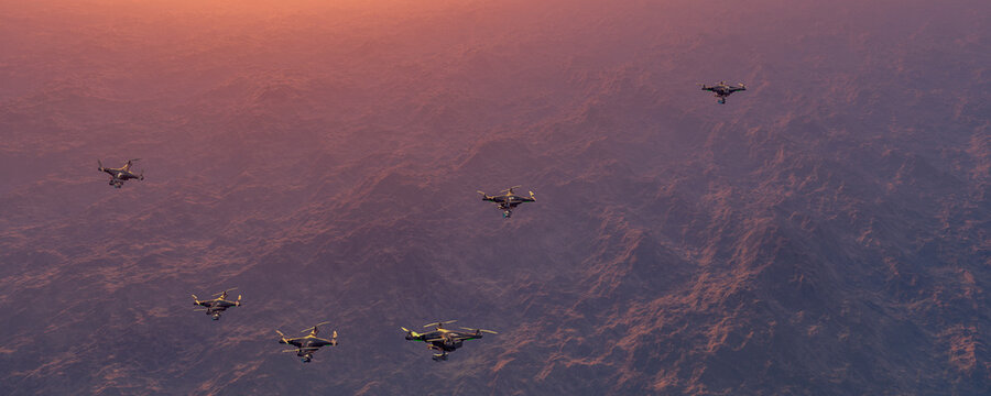 group of drones in the sky