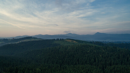 Sunrise mountain beautiful view. fog in the mountains