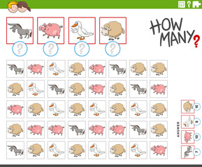 how many farm animal characters counting game