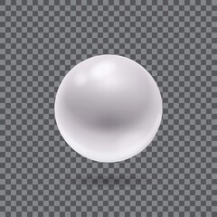 Pearl 3D shining realistic for luxury accessories isolated on transparent background. Vector Illustration.