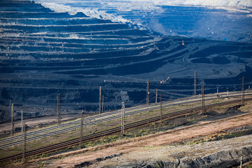 Open pit extraction of coal in quarry 
