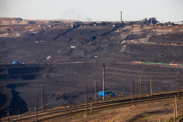 Open pit extraction of coal in quarry 