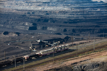 Open pit extraction of coal in quarry 