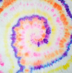 Tie Dye Pattern. Vibrant Fashion Dirty Painting. Tie Dye Hippie Pattern. Rainbow Artistic Circle. Tiedye Swirl. Trendy Spiral Fabric. Organic Watercolor Dirty Paint. Aquarelle Print.