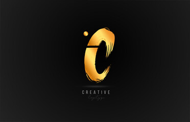 C alphabet letter icon logo in gold or golden color. Luxury brand design for company and business