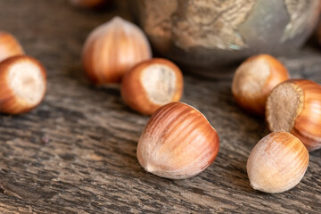 Close up of hazelnuts