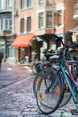 Fototapeta na wymiar Aparcamiento de bicicletas en Belgica, Leuven