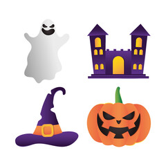 witch hat and Happy halloween icon set