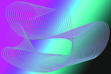 Vector abstract futuristic background with intersecting wavy dotted lines. Intricate pink to turquoise gradient.