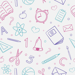 Back to School. Background with funny doodles. Vector