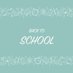 Naklejka na ściany i meble Back to School. Background with hand drawn icons. Vector