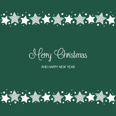 Christmas greeting card with hand drawn stars. Vector