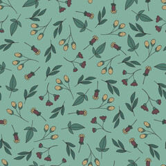 Seamless Doodle-style floral pattern with flowers and leaves. EPS 10