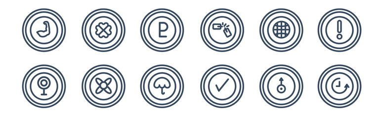 Obraz premium 12 pack of icons. thin outline icons such as time changes, excellence, abundance, earth, pluto, gods protection for web and mobile apps, logo