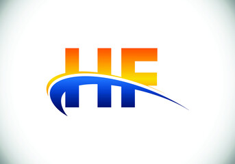 Initial Monogram Letter H F Logo Design Vector Template. H F Letter Logo Design