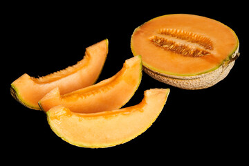 yellow melon on black background