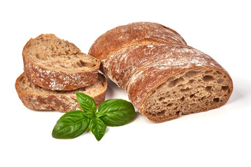 Ciabatta, Italian traditional bread, isolated on white background