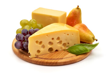 Maasdam cheese, isolated on white background