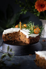 Carrot cake with walnuts and pumpkin seeds