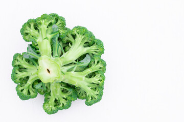 Fresh green broccoli on a light background. Health, green, fresh, vegetarian.