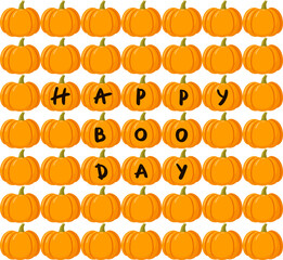 Halloween card with halloween pumpkins on white background. Vector stock flat illustration.