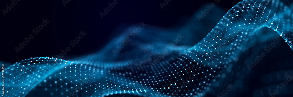 Poster Network connection data. Structural communication of information. Abstract background. 3d rendering.