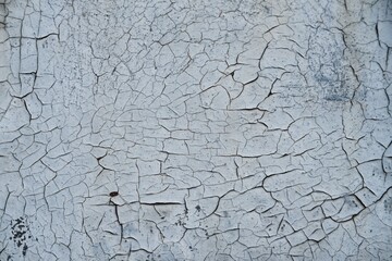 Cracked flaking gray paint on monastery wall, background texture. Surface with old weathered...