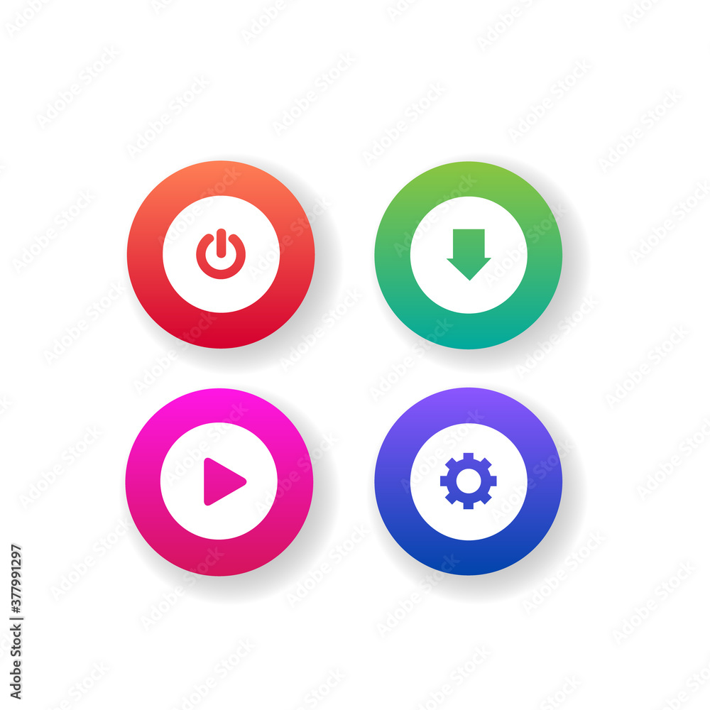 Poster different colorful web button collection design isolated on white background