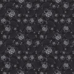 Seamless botanic floral gray pattern with Verátrum