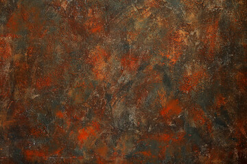 Grunge texture wall. Red, black and grey color. Element for room interior in vintage old style.