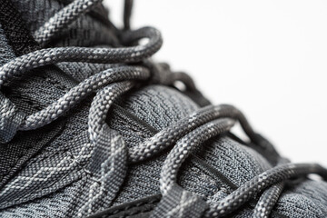 hiking gray boots close up