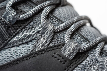 hiking gray boots close up