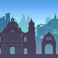 Mexico city famous city scape view background.
