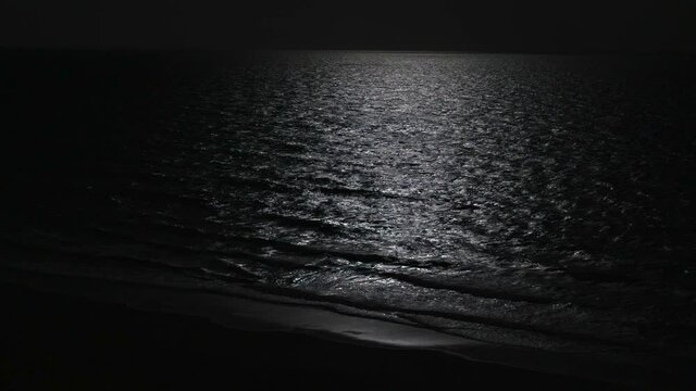 Full moonlight reflecting in ocean water