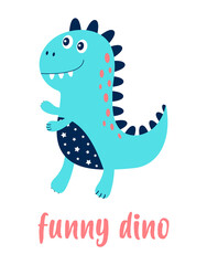 card with funny dino isolated on white