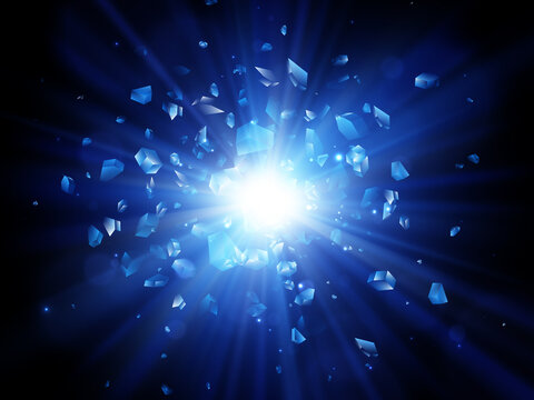 Shards of broken glass. Abstract explosion. Vector background